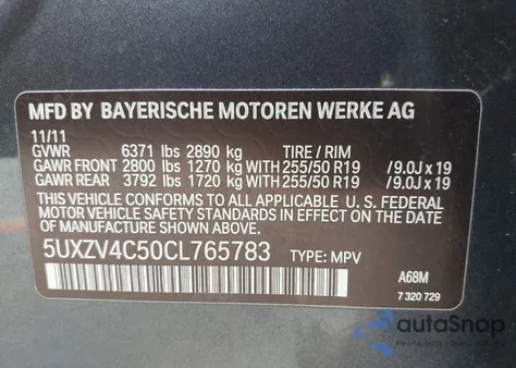 2012 BMW X5 xDrive35I/xDrive35I Premium/xDrive35I Sport Activity z USA, uszkodzony, nr VIN 5UXZV4C50CL765783